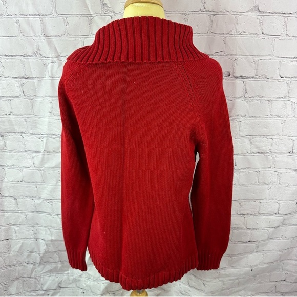 Talbots Red Cowl Neck Sweater Buckle accent equestrian sz L petite classic - Picture 3 of 8